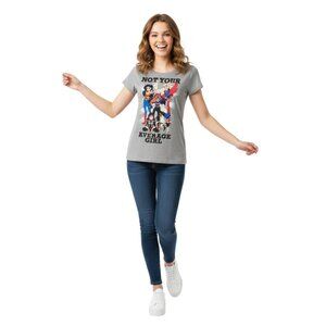 DC SUPERHERO GIRLS grey comic NOT YOUR AVERAGE GIRL tee-shirt size XL 14/16